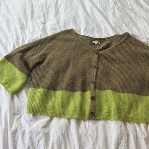 Opening Ceremony Oversized Two-Tone Green and Brown Cardigan